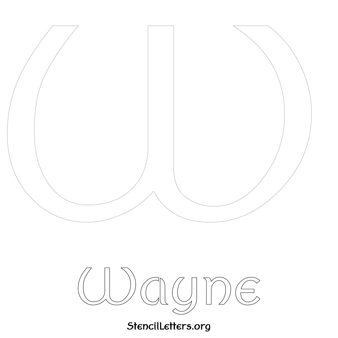 Wayne printable name initial stencil in Ancient Lettering