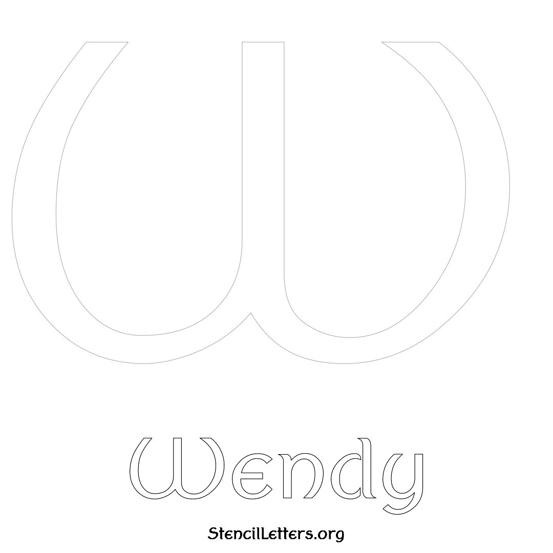 Wendy printable name initial stencil in Ancient Lettering