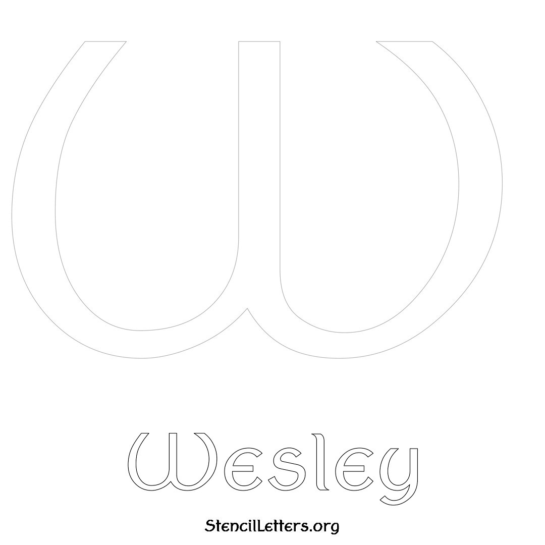 Wesley printable name initial stencil in Ancient Lettering