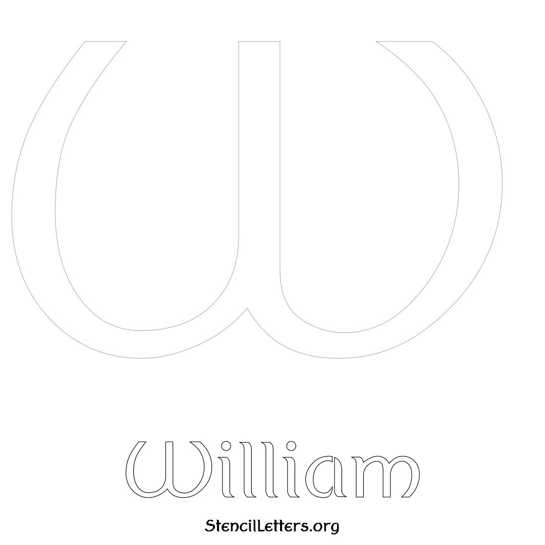 William printable name initial stencil in Ancient Lettering