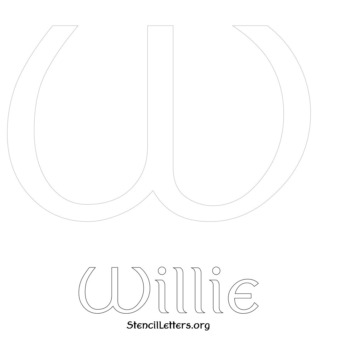 Willie printable name initial stencil in Ancient Lettering