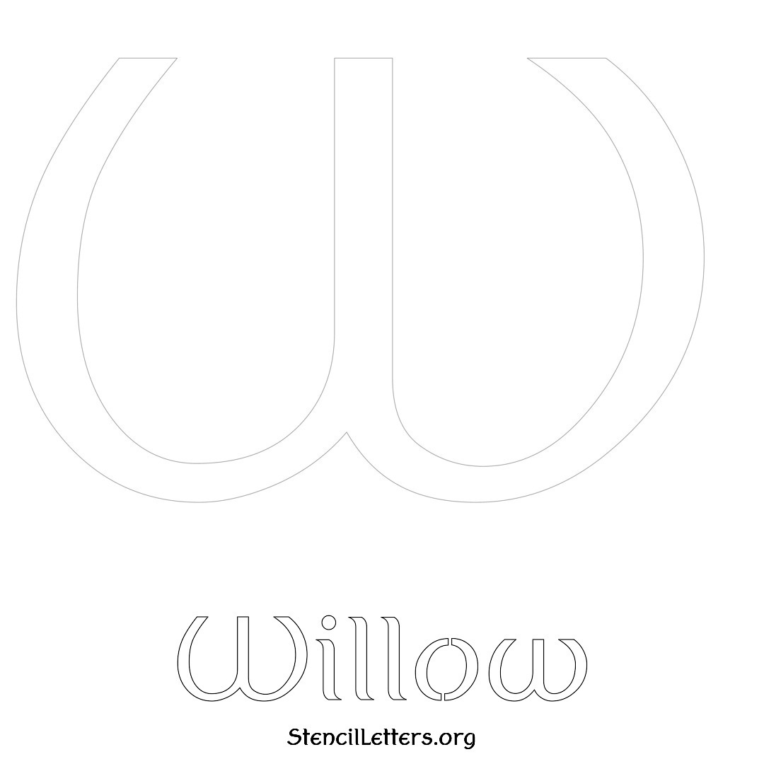 Willow printable name initial stencil in Ancient Lettering