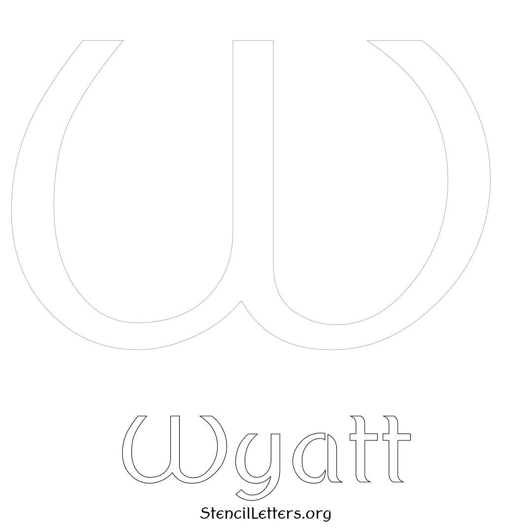 Wyatt printable name initial stencil in Ancient Lettering