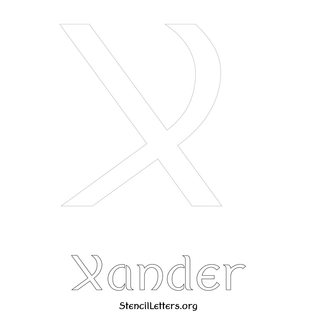 Xander printable name initial stencil in Ancient Lettering