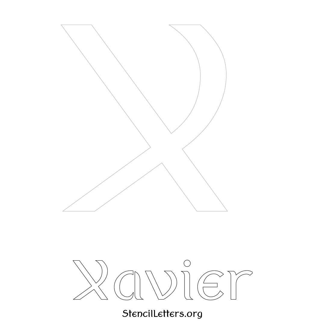 Xavier printable name initial stencil in Ancient Lettering