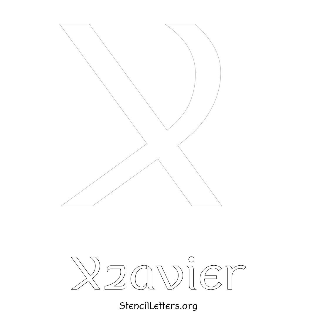 Xzavier printable name initial stencil in Ancient Lettering