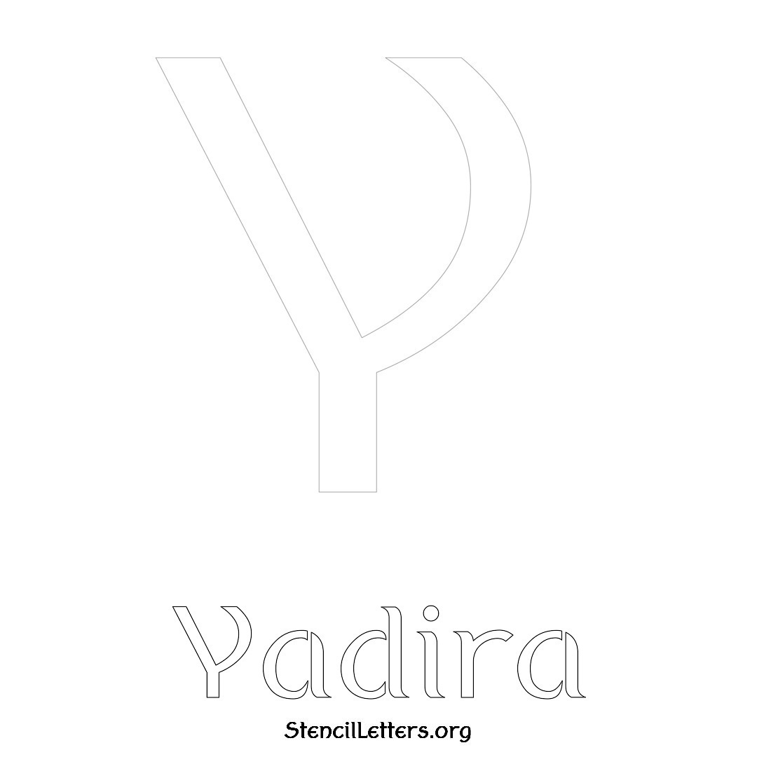Yadira printable name initial stencil in Ancient Lettering