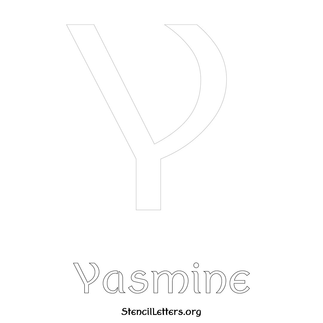 Yasmine printable name initial stencil in Ancient Lettering