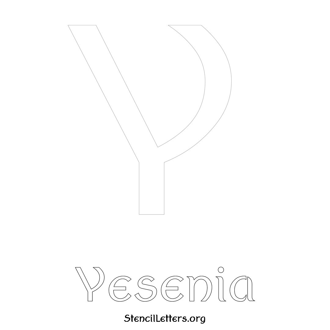 Yesenia printable name initial stencil in Ancient Lettering