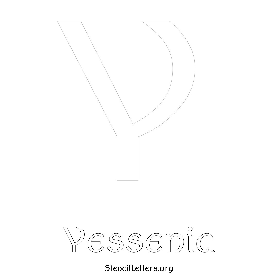 Yessenia printable name initial stencil in Ancient Lettering