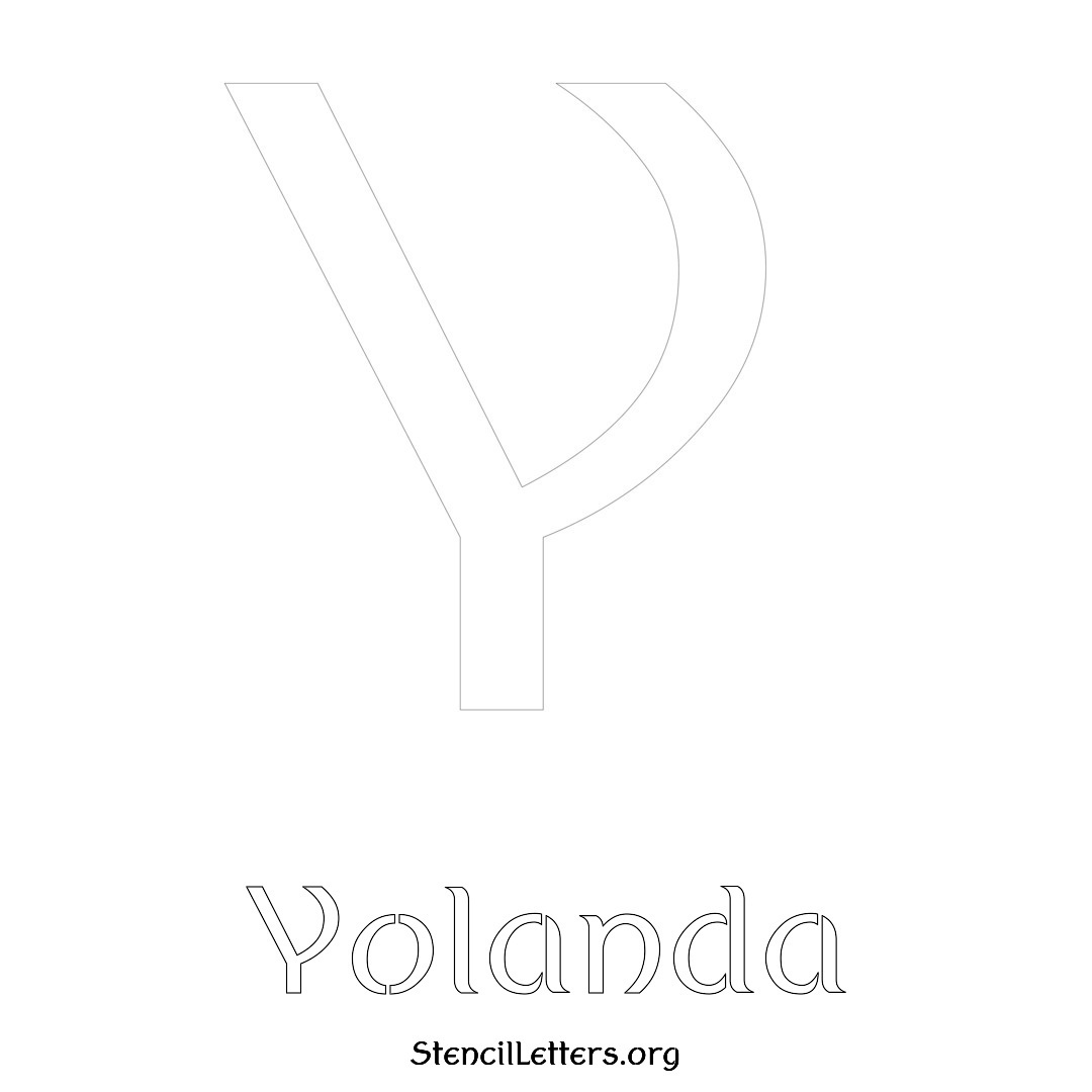 Yolanda printable name initial stencil in Ancient Lettering