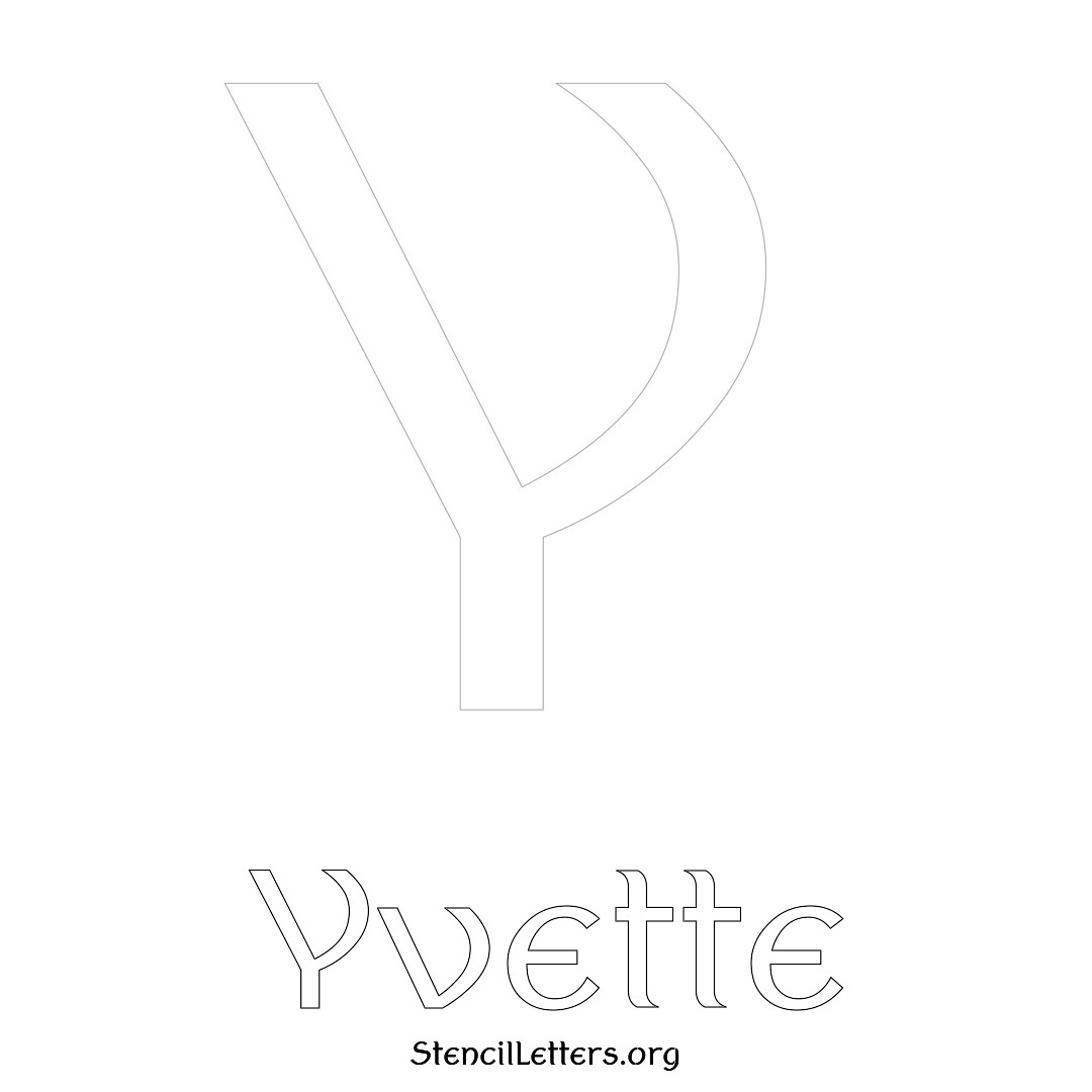 Yvette printable name initial stencil in Ancient Lettering