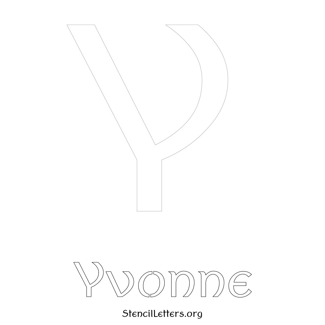 Yvonne printable name initial stencil in Ancient Lettering
