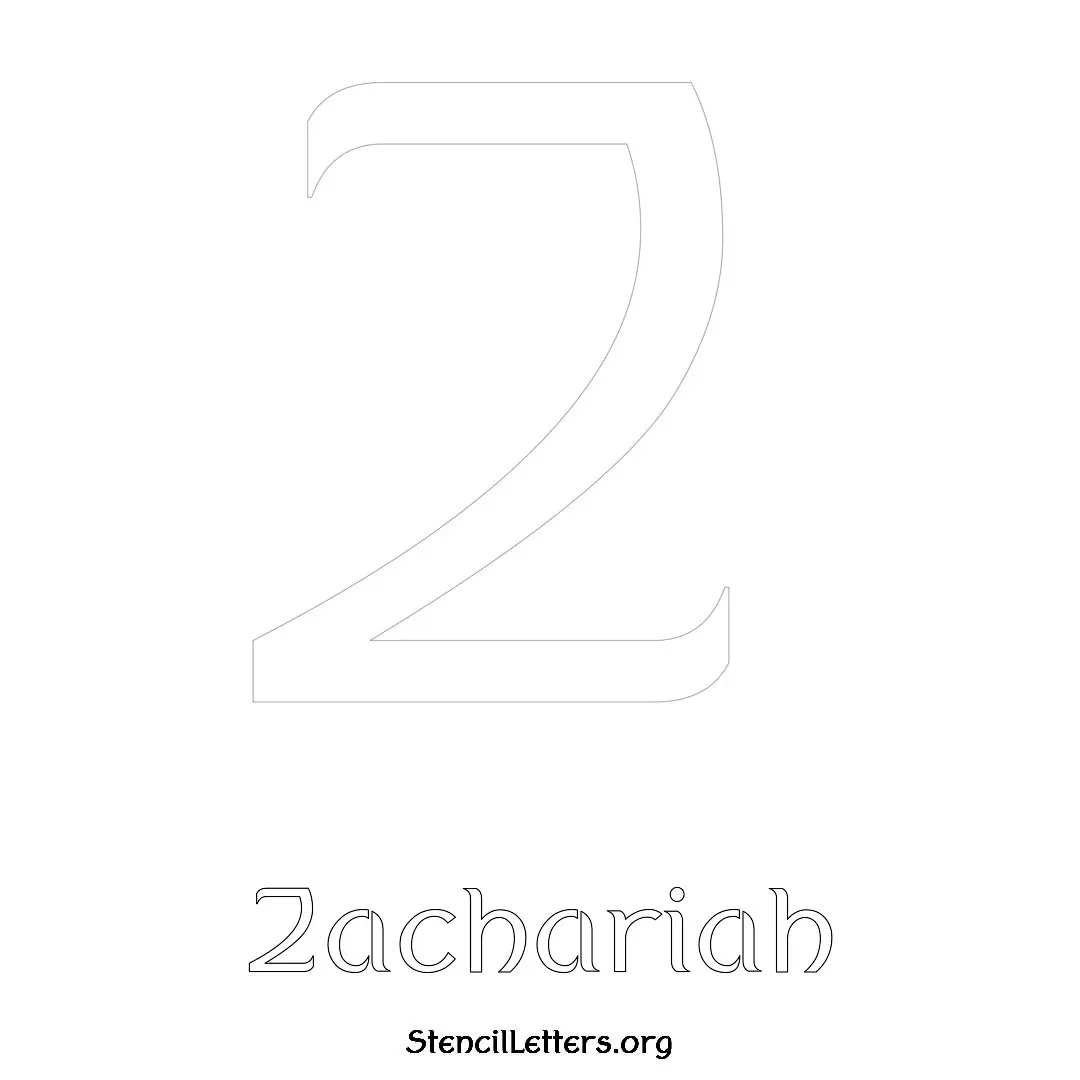 Zachariah Free Printable Name Stencils with 6 Unique Typography Styles and Lettering Bridges