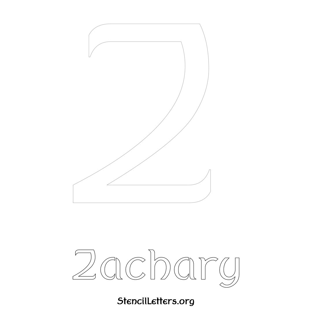 Zachary printable name initial stencil in Ancient Lettering