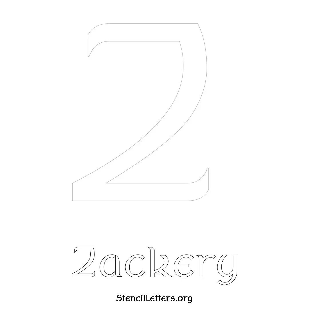 Zackery Free Printable Name Stencils with 6 Unique Typography Styles and Lettering Bridges