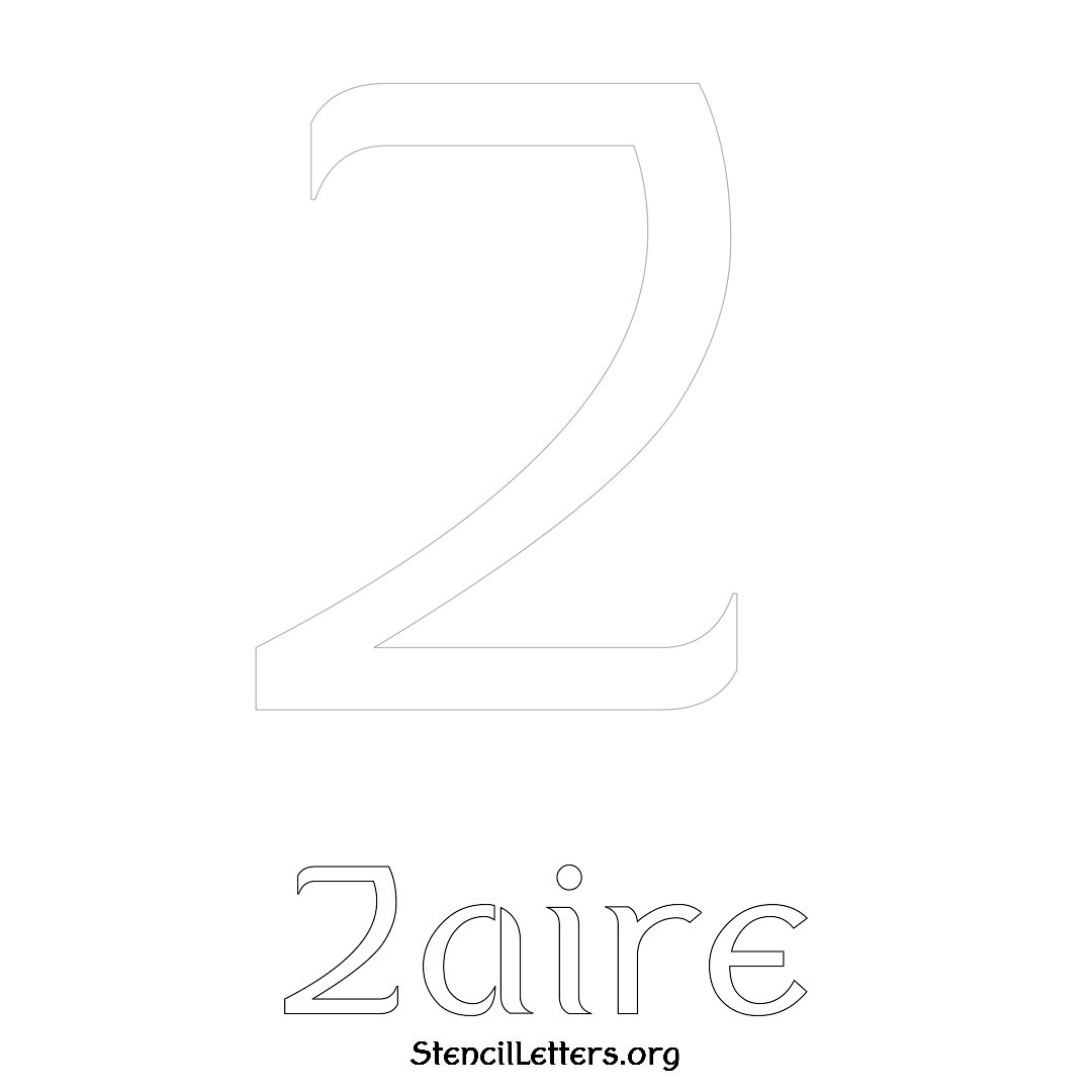 Zaire printable name initial stencil in Ancient Lettering