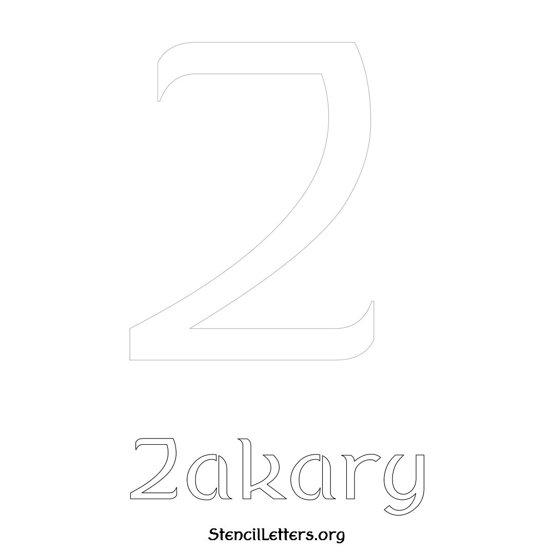 Zakary printable name initial stencil in Ancient Lettering