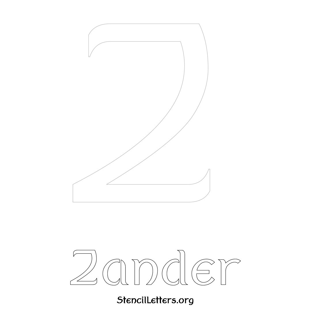 Zander printable name initial stencil in Ancient Lettering