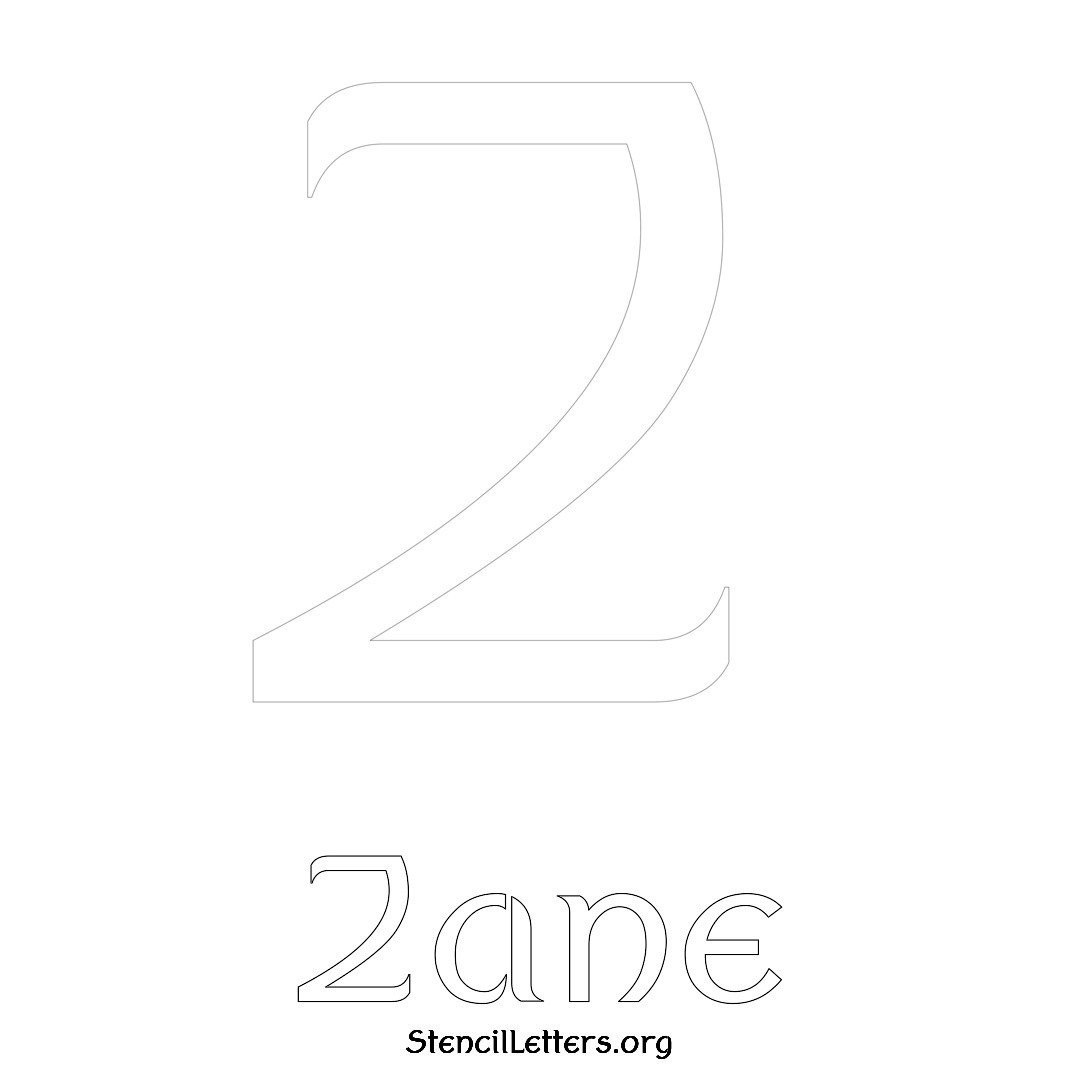 Zane printable name initial stencil in Ancient Lettering