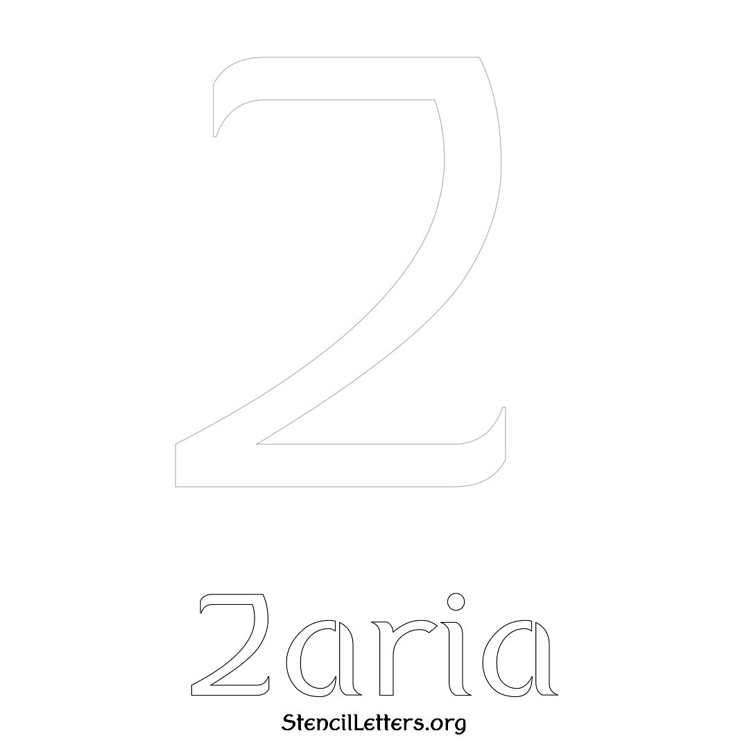 Zaria printable name initial stencil in Ancient Lettering