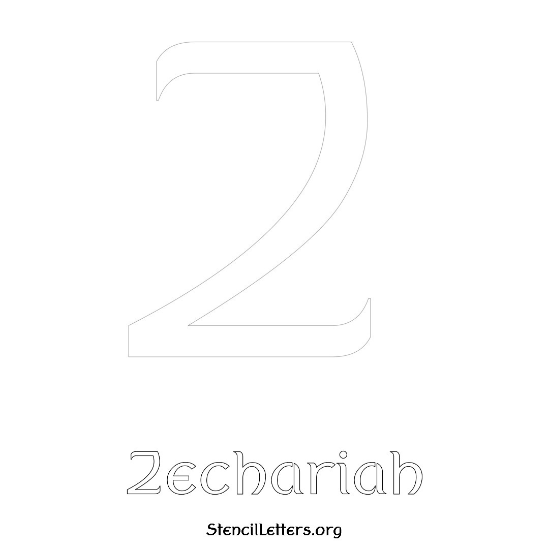 Zechariah printable name initial stencil in Ancient Lettering