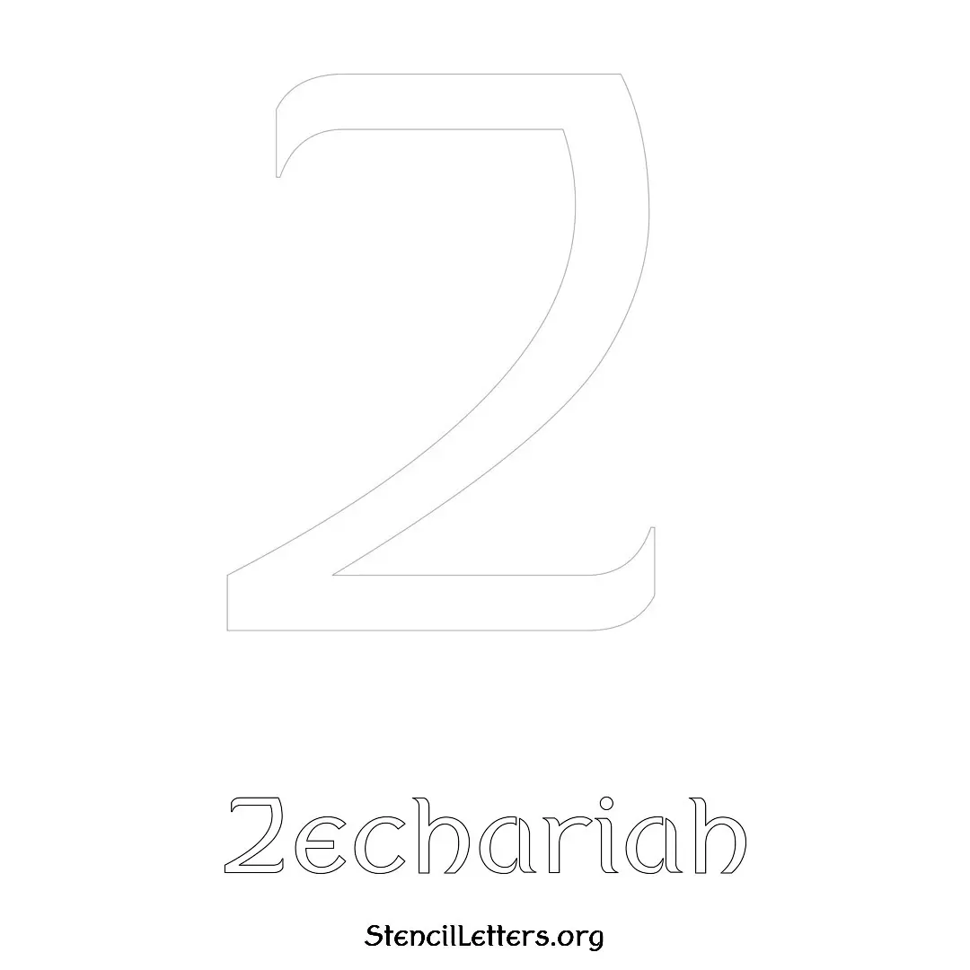Zechariah Free Printable Name Stencils with 6 Unique Typography Styles and Lettering Bridges