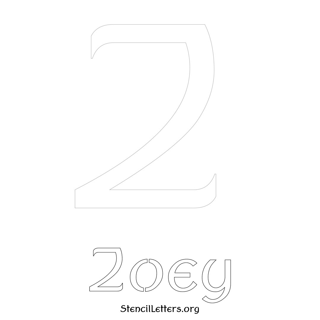 Zoey printable name initial stencil in Ancient Lettering