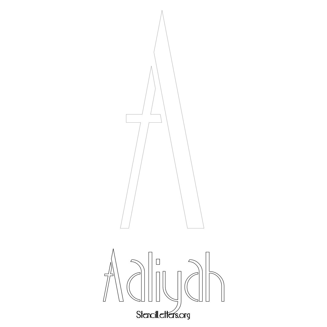 Aaliyah printable name initial stencil in Art Deco Lettering