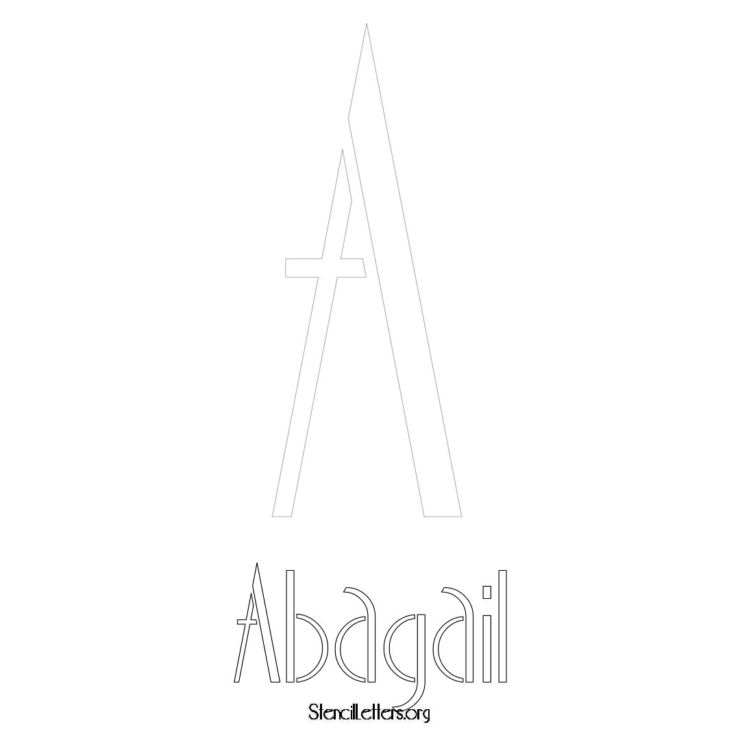 Abagail printable name initial stencil in Art Deco Lettering