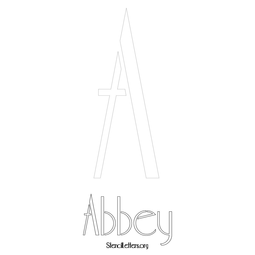 Abbey printable name initial stencil in Art Deco Lettering