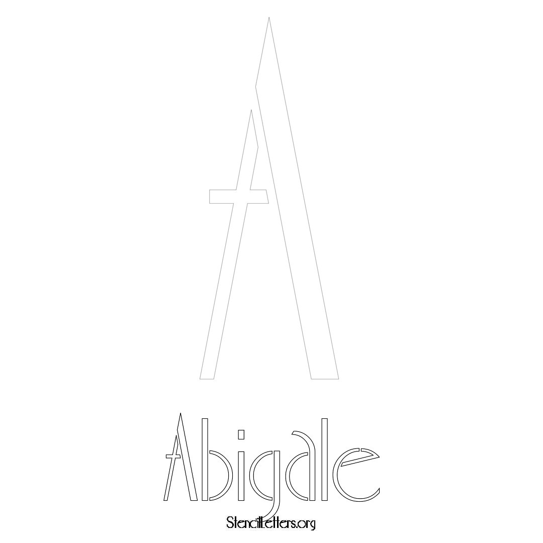 Abigale printable name initial stencil in Art Deco Lettering