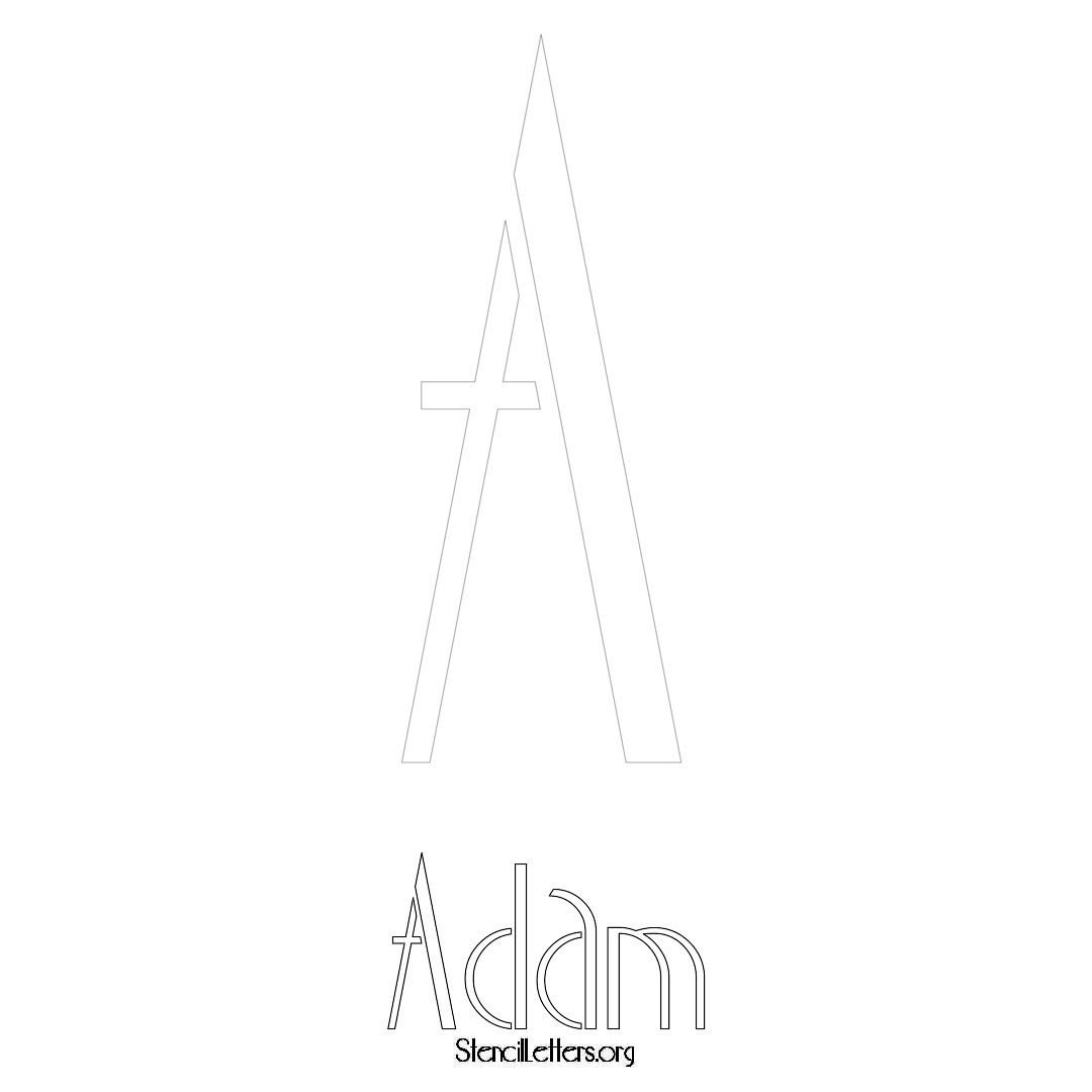 Adam printable name initial stencil in Art Deco Lettering