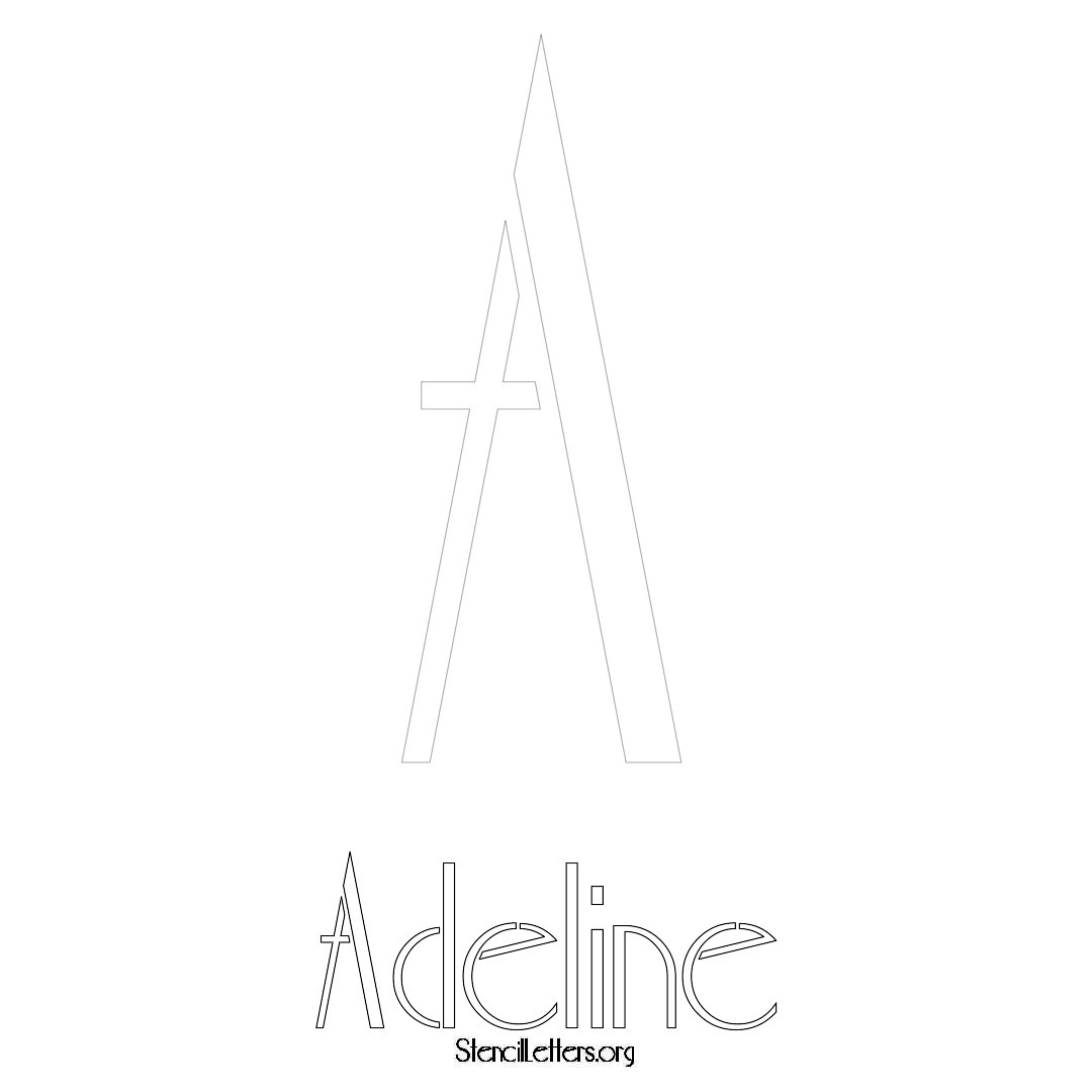 Adeline printable name initial stencil in Art Deco Lettering