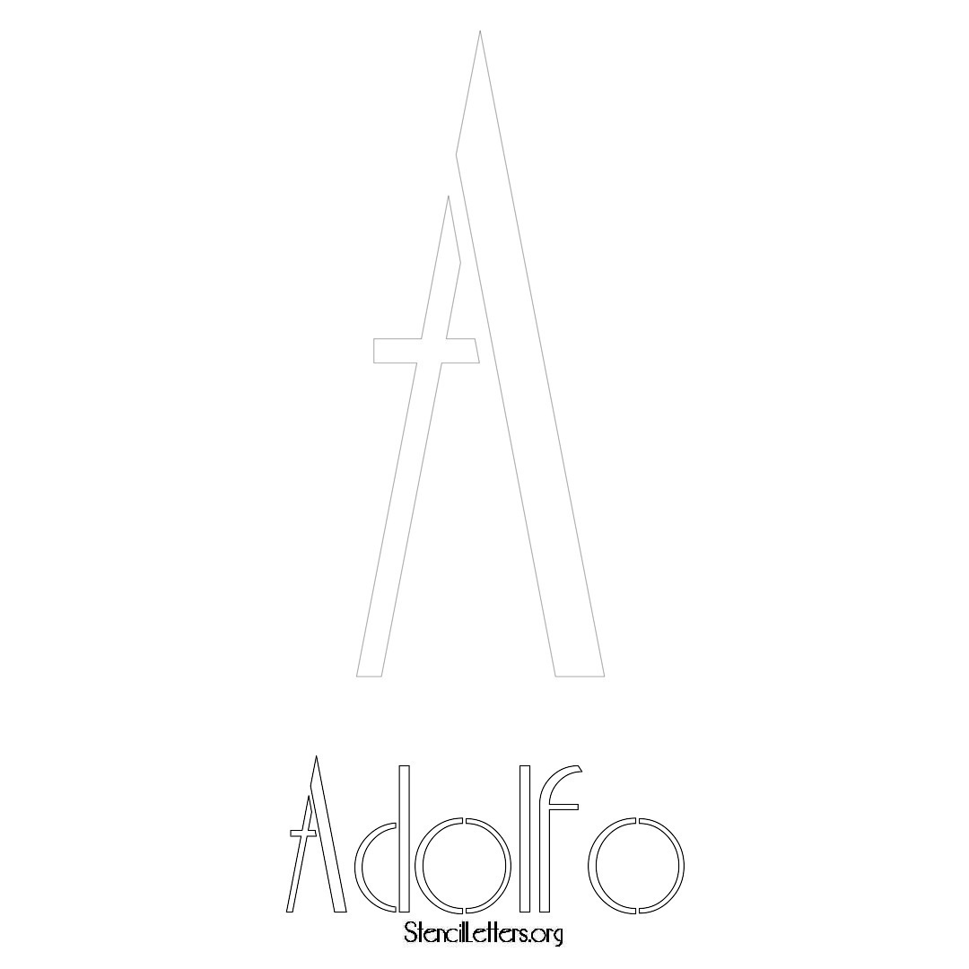 Adolfo printable name initial stencil in Art Deco Lettering