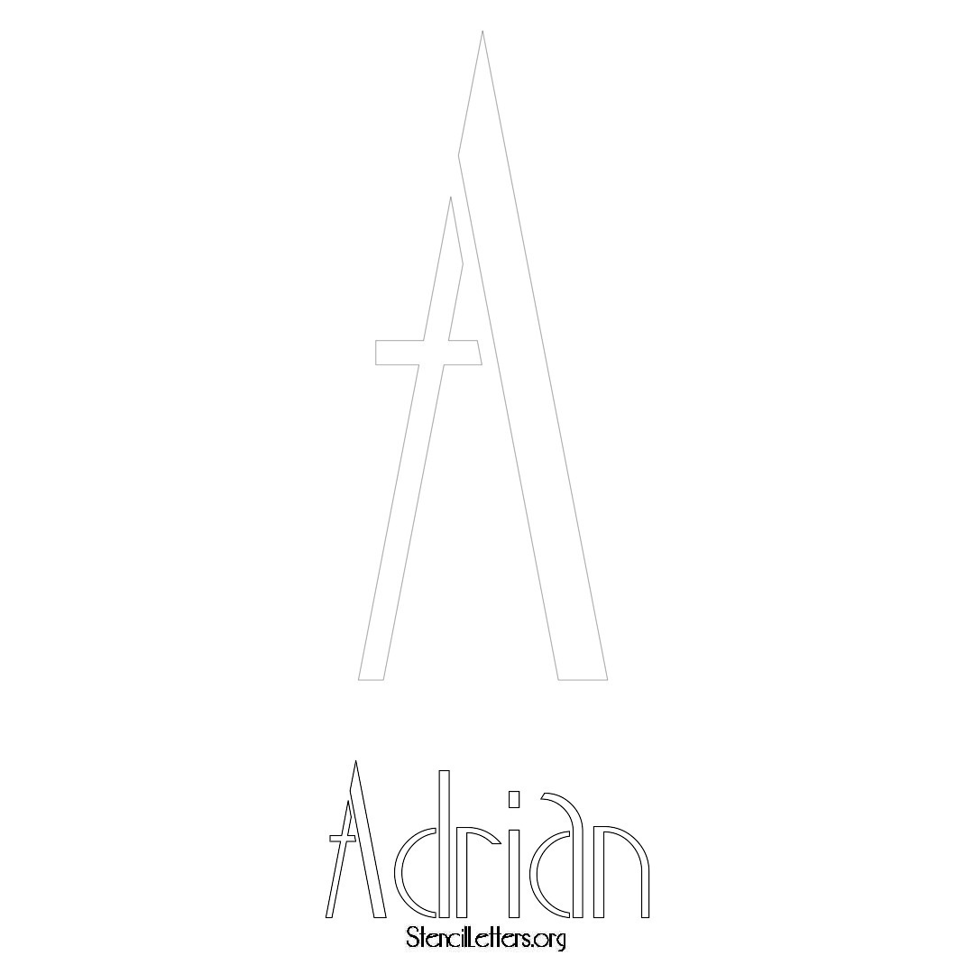 Adrian printable name initial stencil in Art Deco Lettering