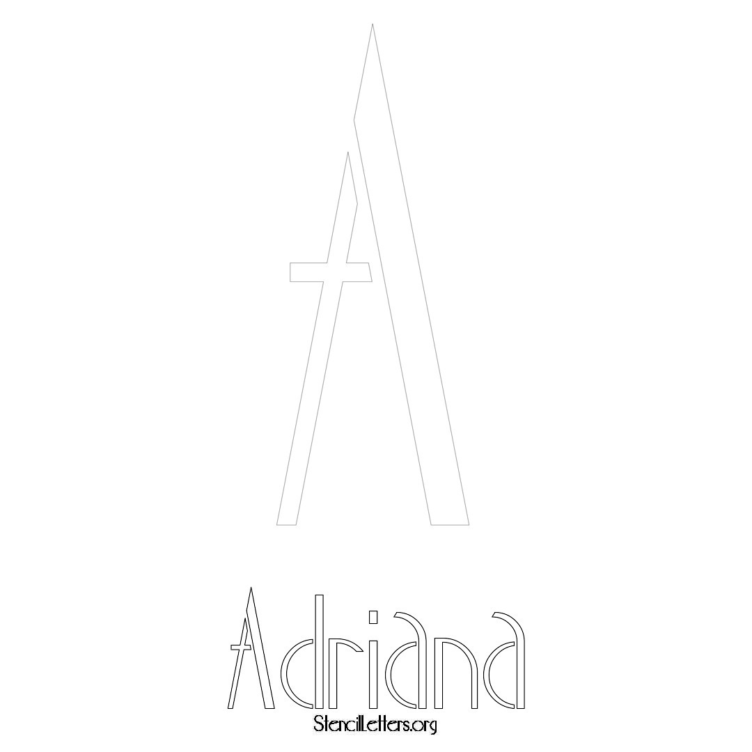 Adriana printable name initial stencil in Art Deco Lettering