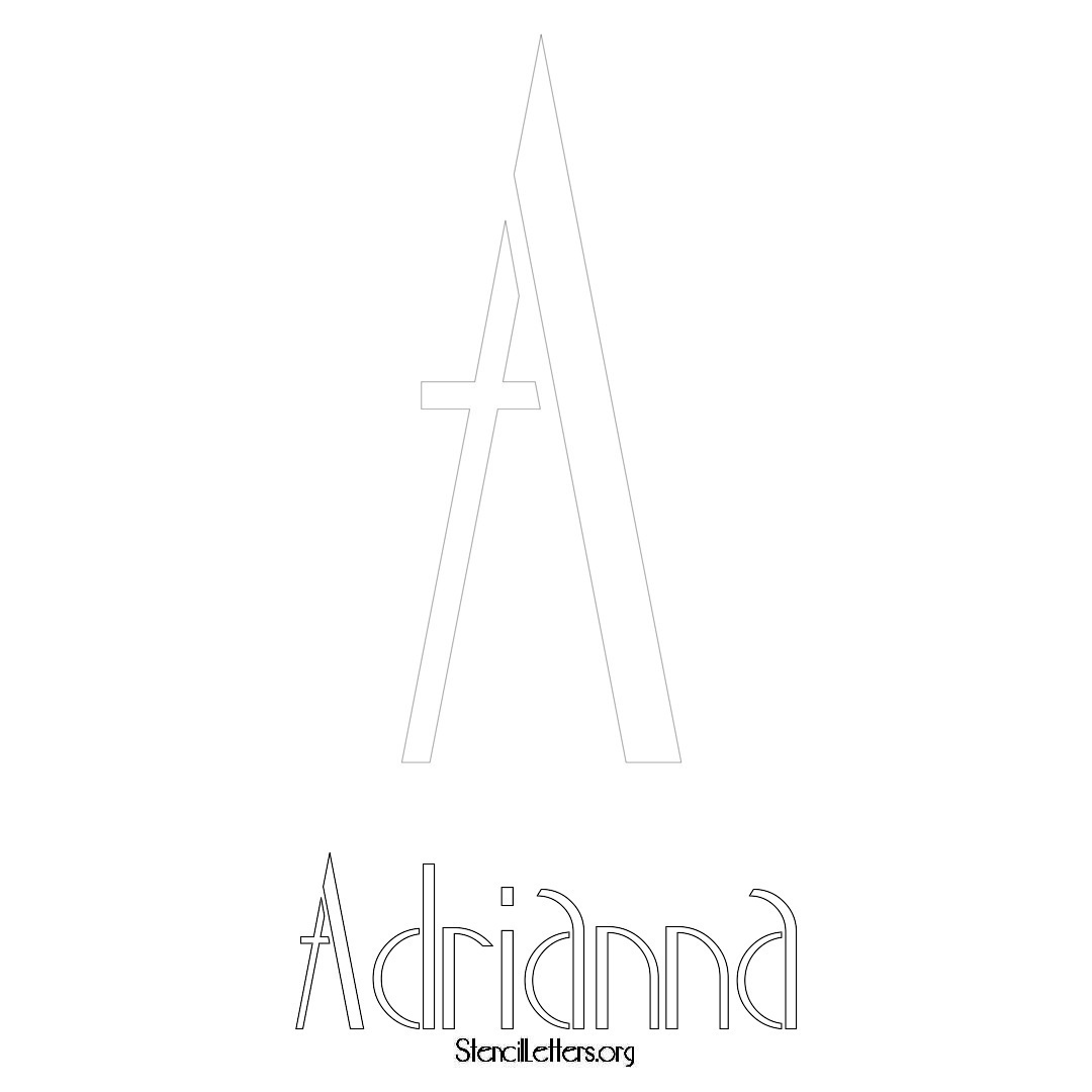 Adrianna printable name initial stencil in Art Deco Lettering