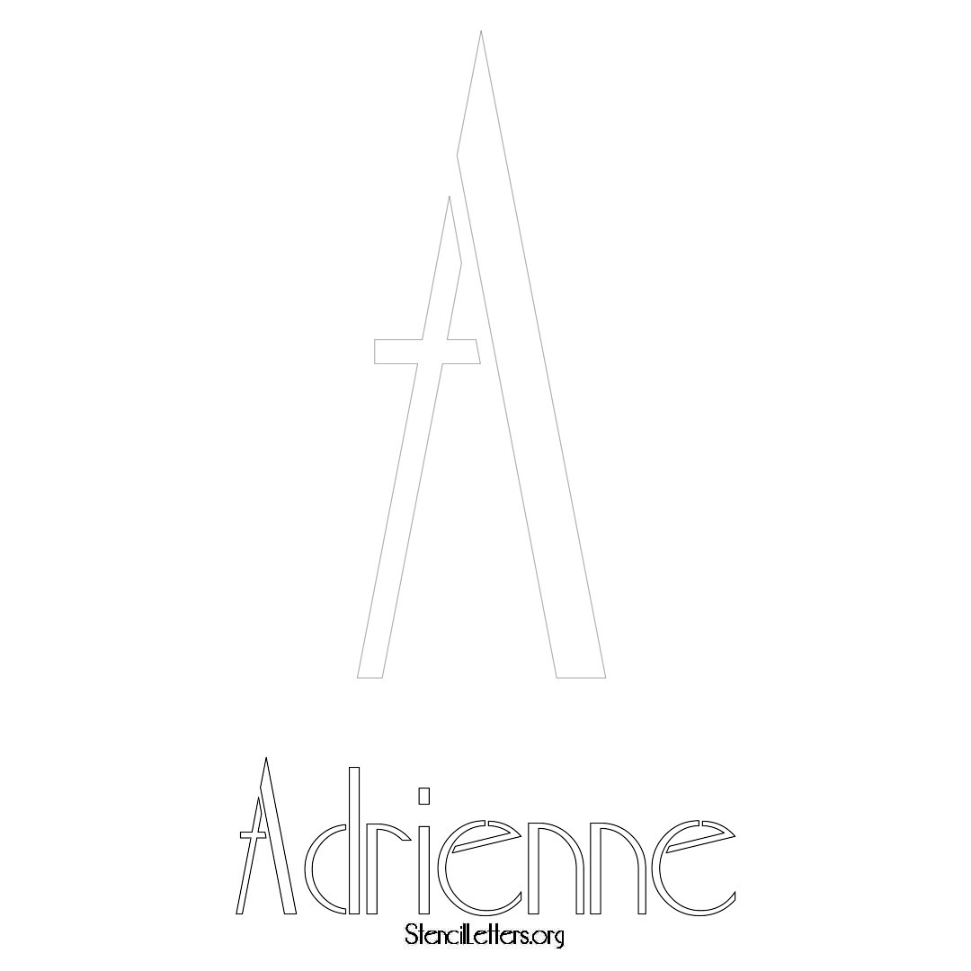 Adrienne printable name initial stencil in Art Deco Lettering