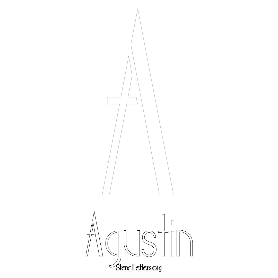 Agustin printable name initial stencil in Art Deco Lettering