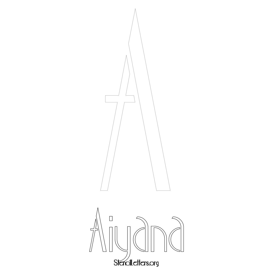 Aiyana printable name initial stencil in Art Deco Lettering