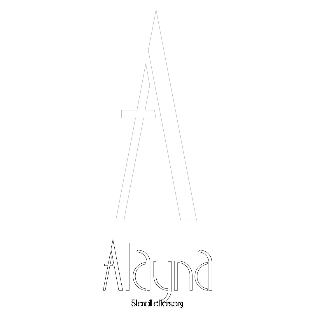 Alayna printable name initial stencil in Art Deco Lettering