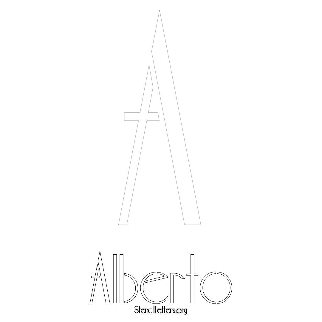 Alberto printable name initial stencil in Art Deco Lettering