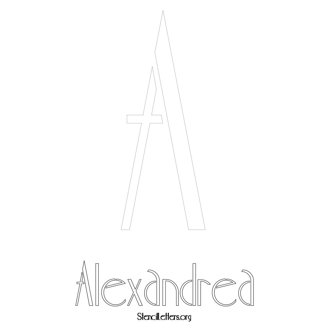 Alexandrea printable name initial stencil in Art Deco Lettering