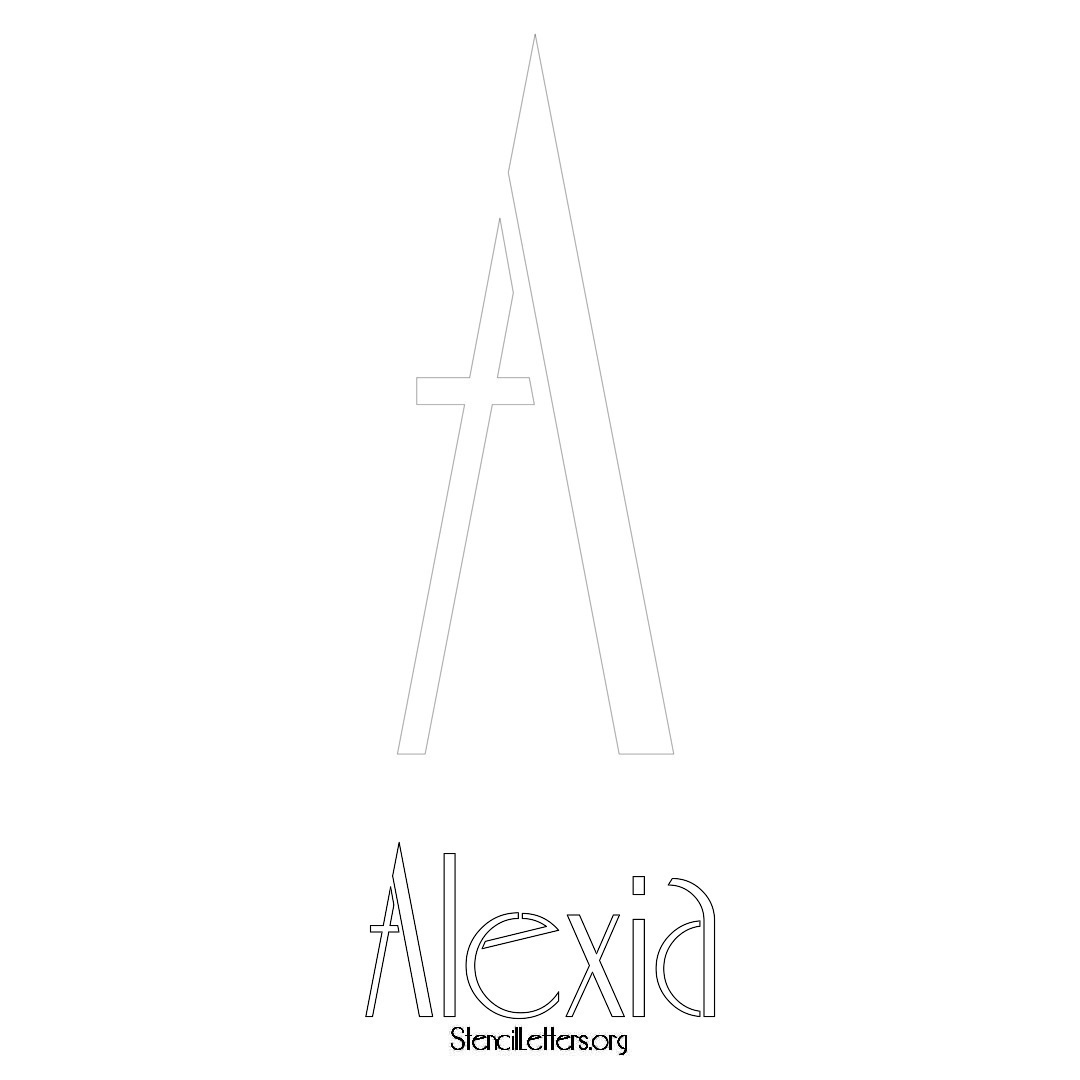 Alexia printable name initial stencil in Art Deco Lettering