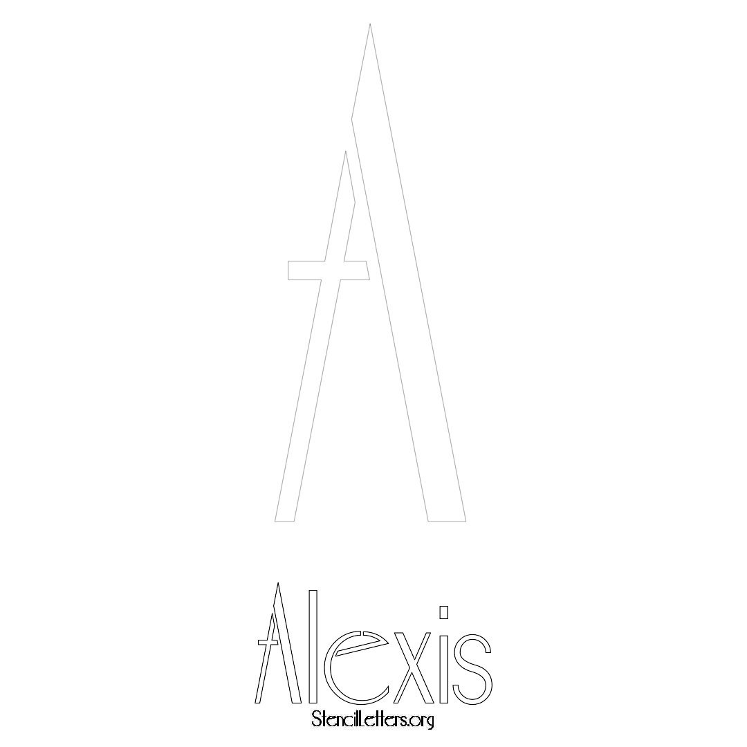 Alexis printable name initial stencil in Art Deco Lettering