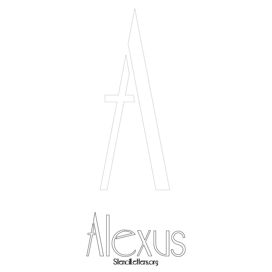 Alexus printable name initial stencil in Art Deco Lettering