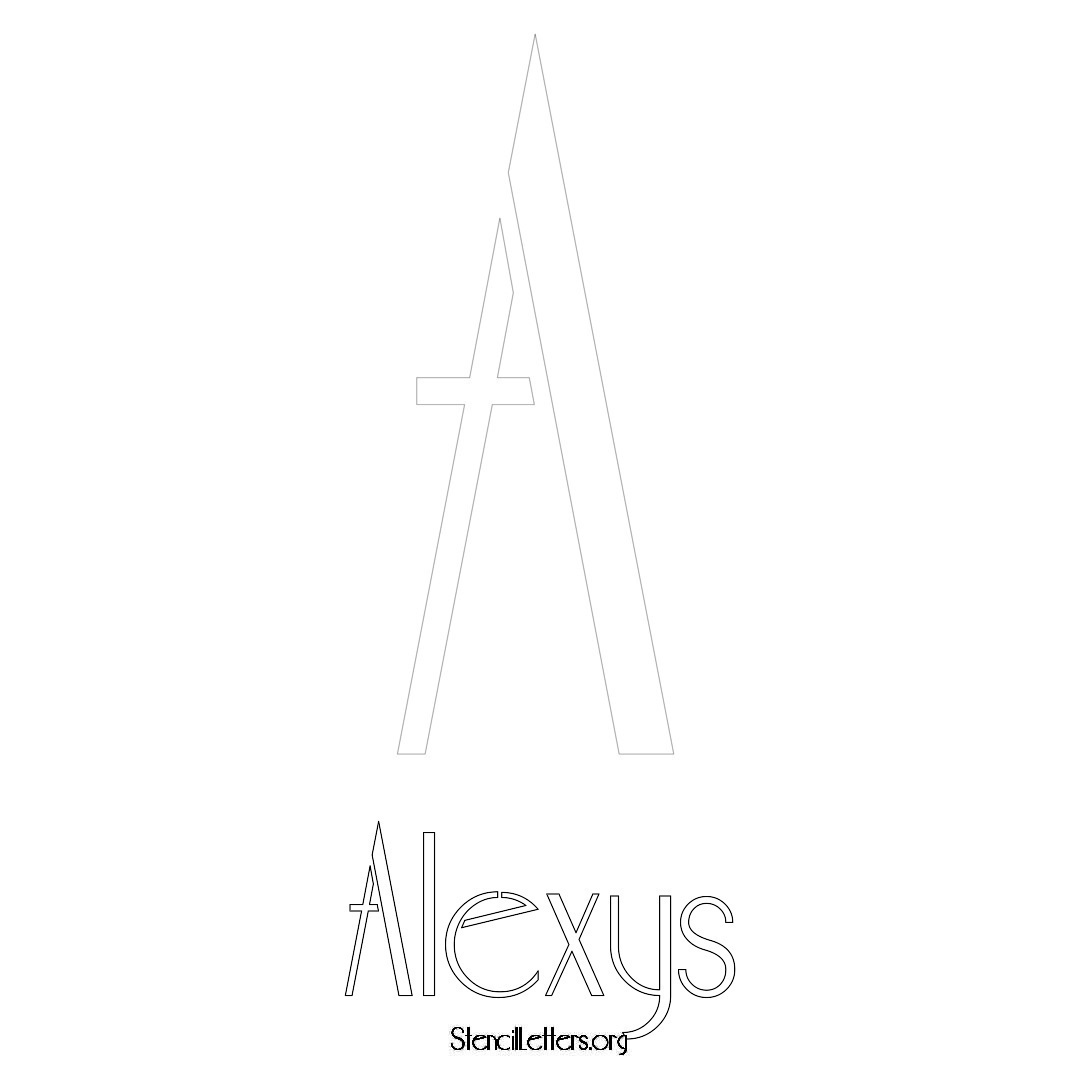 Alexys printable name initial stencil in Art Deco Lettering