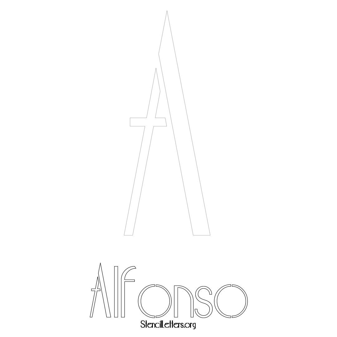 Alfonso printable name initial stencil in Art Deco Lettering