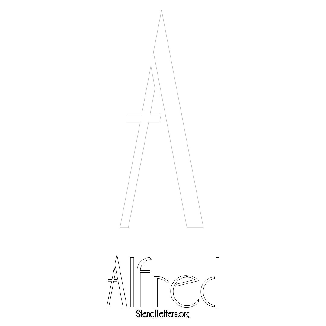 Alfred printable name initial stencil in Art Deco Lettering
